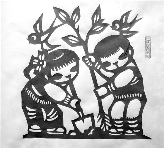 {春天种树}.