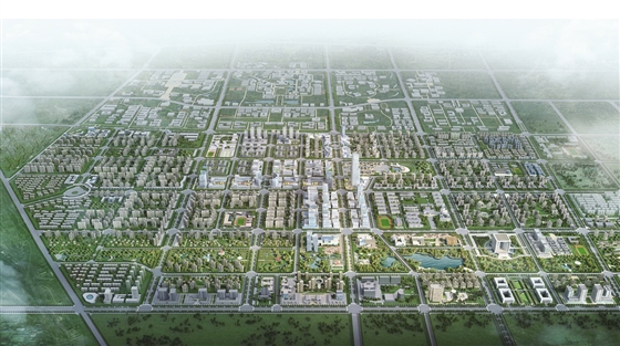 引领晋中城市发展的隆起带北部新城规划鸟瞰图