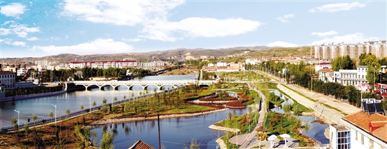 松溪河昔阳县城段全景